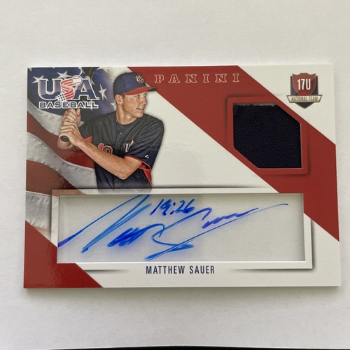 Matthew Sauer 2015 USA Baseball 17 U Game Patch Auto #9 New York Yankees /50 - Picture 1 of 2