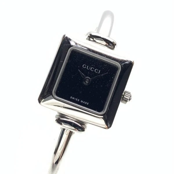 Gucci 1900L Orologio Bracciale Gioielli Acciaio Inox Quadrante Nero 2 Lancette Quarzo Donna