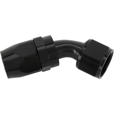 Speedway Full Flow Swivel Hose End Fitting, 45 Degree, Black, -12 AN