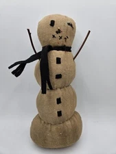 Primitive Style Snowman Stuffed Decorative Rustic 11 Inches Tall Unique