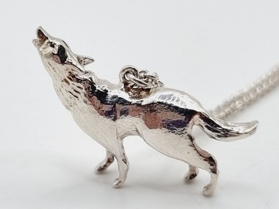 Alex Monroe Howling Wolf Halskette Sterling Silber Hund wunderschön neu