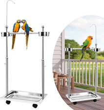 Parrot Stand Bird Play Stand 21.65 X 15.35 X 27.95 Inches Large Metal Stainless