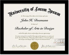 Black 8.5 x 11 Frame Display 8.5 by 11 Document Certificate Diploma Wall and Tab