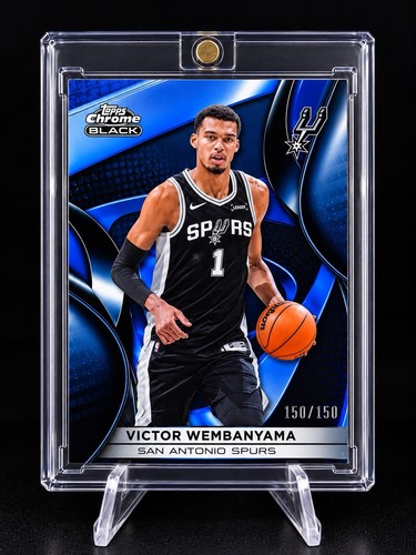 2025-26 Topps Chrome Black Victor Wembanyama Blue Refractor /150 #68 Spurs NBA