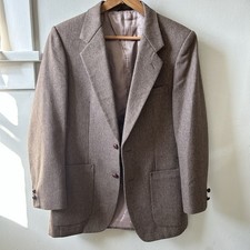 Men's Or Women  s Brown Wool Tweed Pinstripe Two-Button Blazer Notch Lapel