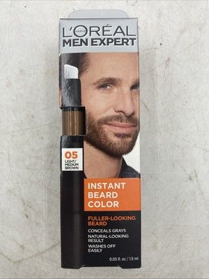 Loreal Men Expert 05 Instant Beard Color .05oz Box Light Medium Brown Conceals