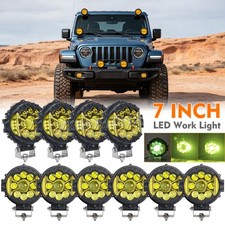 7 Inch Round Led Work Lights Bar Amber Drl Pods Fog Lamp Offroad Driving