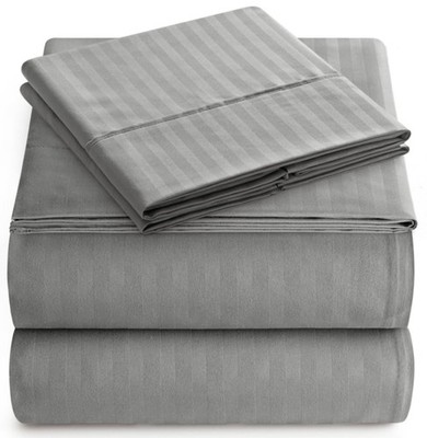 Queen Sheet Set - 4-Piece Striped Queen Size Bed Sheets - Soft & Cooling Deep...