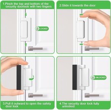 2 Pack Home Security Door Lock, Childproof Door Reinforcement Lock with 3 Inc...