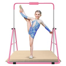 Gymnastics Bar with Self-Inflating Mat for Kids, Adjustable Height Gymnastic ...