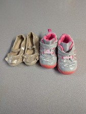 Toddler Girl Shoes Lot Glitter Flats Silver Pink Sneakers, Size 5