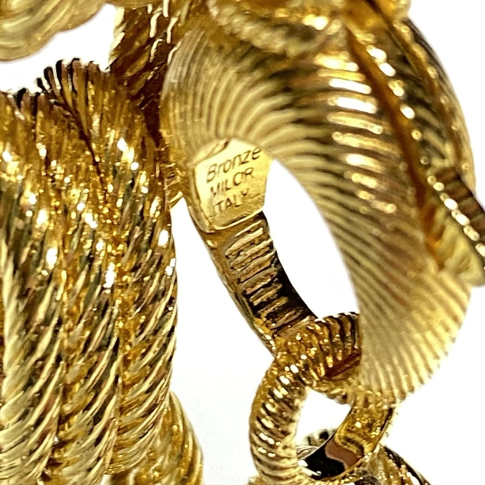 Conjunto de pulseras texturizadas de triple eslabón de bronce de oro y plata Milor Italia talla pequeña Foto 3 de 4