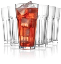 Red Co. Set of 6 Clear Glass 16 Fl Oz Drinking Highball Tumblers for Water, J...