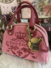 RARE Y2K Vintage 2009 Juicy Couture Bubblegum Pink Velour ROYAL JUICY Bowler Bag