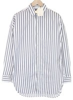 Scotch & Soda Ams Couture Herrenhemd M Weiß Gestreift Lang Fit Baumwolle