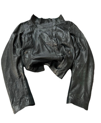 2000s Asymmetrical Avant Garde Leather Jacket Gothic Cyberpunk Moto Runway Y2K