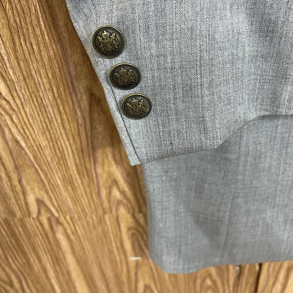 Jaqueta Blazer Paul Fredrick Masculina 44S Cinza Poliéster Sólido Viscose Botões Dourados - Imagem 4 de 4