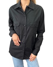 Camicia oversize CHANEL vintage P08155 CC con bottoni manica lunga #36 cotone nero