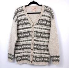 WOOLRICH Cardigan Button Front Sweater Oversized Sz S Fair Isle