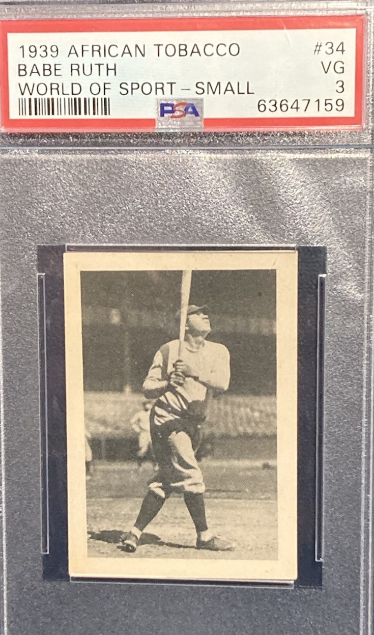 1939 African Tobacco #34 BABE RUTH W.O.S.  Small Goudey Size PWCC  E  PSA 3