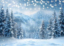 82.6''X 59''Fabric Winter Snow Scenery Photography Background Snow Forest Photo