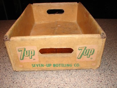 Vintage 1969 Seven Up 7UP Cardboard Advertising Crate Carrier Wire