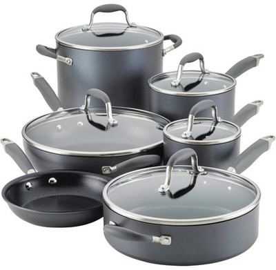 Anolon Advanced Home 11-Piece Nonstick Cookware Set Gray PFOA-Free