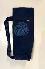 Gaiam embroidered cotton canvas yoga bag with zip pocket blue