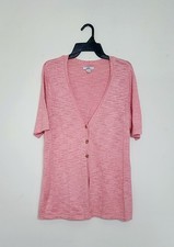 Women's M Pink Lightweight Cardigan Short Sleeve Soft Knit Casual Croft & Borrow