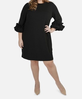 Maree Pour Toi Women's Black Ruffle Sleeve Sheath Dress Size 16