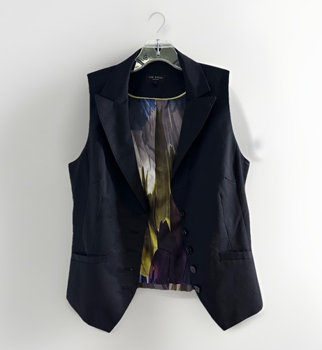 Gilet donna Ted Baker London in lana con bottoni taglia 3 raso schiena vivace collo smoking - Foto 4 di 9