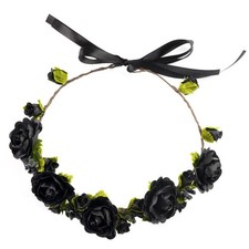 Flower Crown Floral Girls Headband - Black Womens Headpiece Wedding Bridal - ...