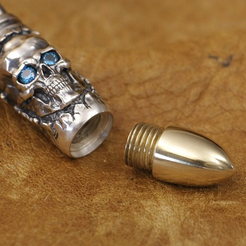 LINSION Blue CZ Eye Hollow 925 Sterling Silver Skull Pendant Punk Jewelry TA472A - Picture 6 of 16