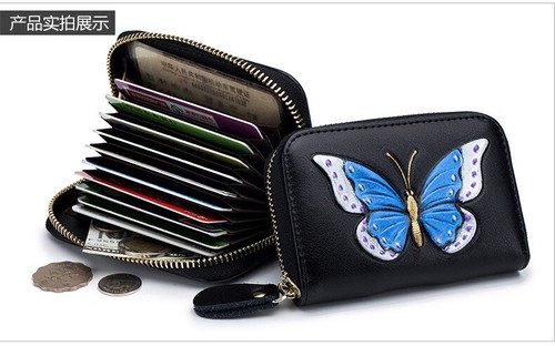 RFID-Schutz Damen schöne Schmetterling Geldbörse Leder Kartenetui Mini Geldbörse USA - Bild 3 von 7