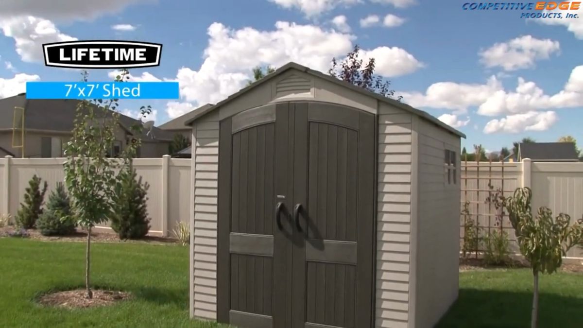 Lifetime 60042 Durable 7x7 Ft Outdoor Storage Shed Kit + 2 Windows
