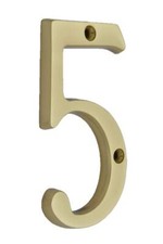 Traditional Heavy Solid Brass House Number 5 4" Polished Brass Lacquered 1 Pack