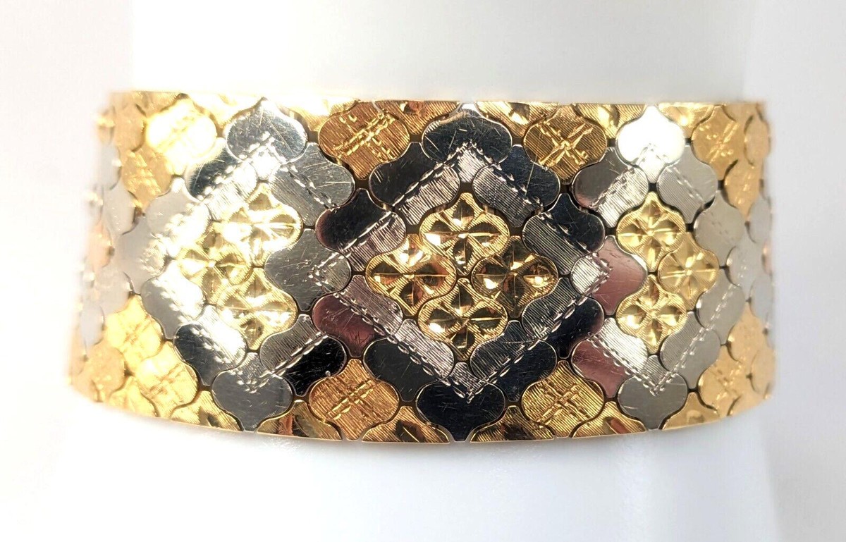 18 kt tri color bracelet yellow, white, and rose gold bracelet 