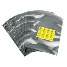 25-Pack 10.5" x 14.75" Open Top Anti-Static ESD Bags and Labels