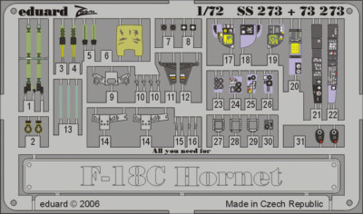 Eduard ZooM 1/72 F-18C F/A-18C Photoetch Interior Cockpit Detail Hasegawa SS273