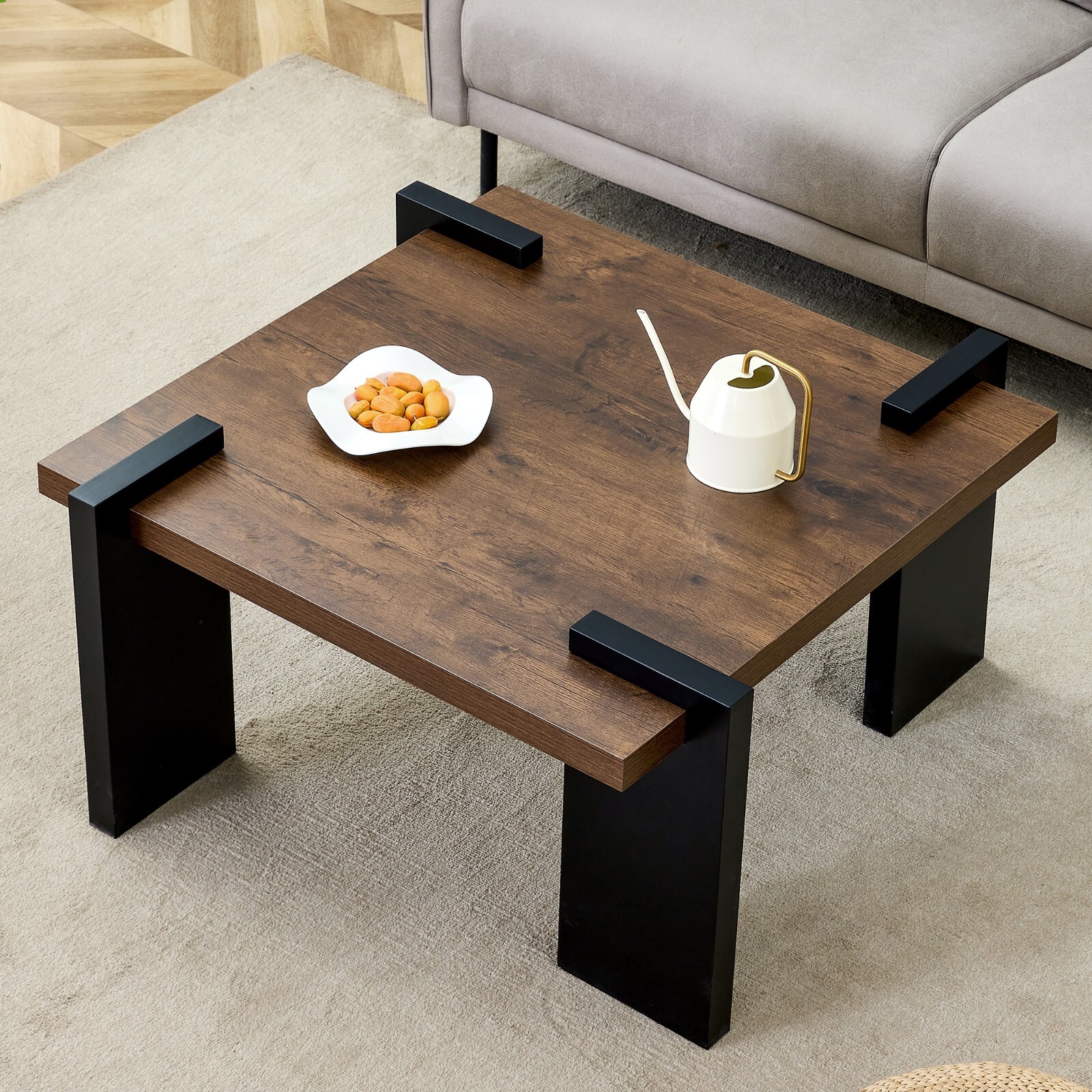 Walnut MDF Coffee Table for Modern Minimalist Living Rooms