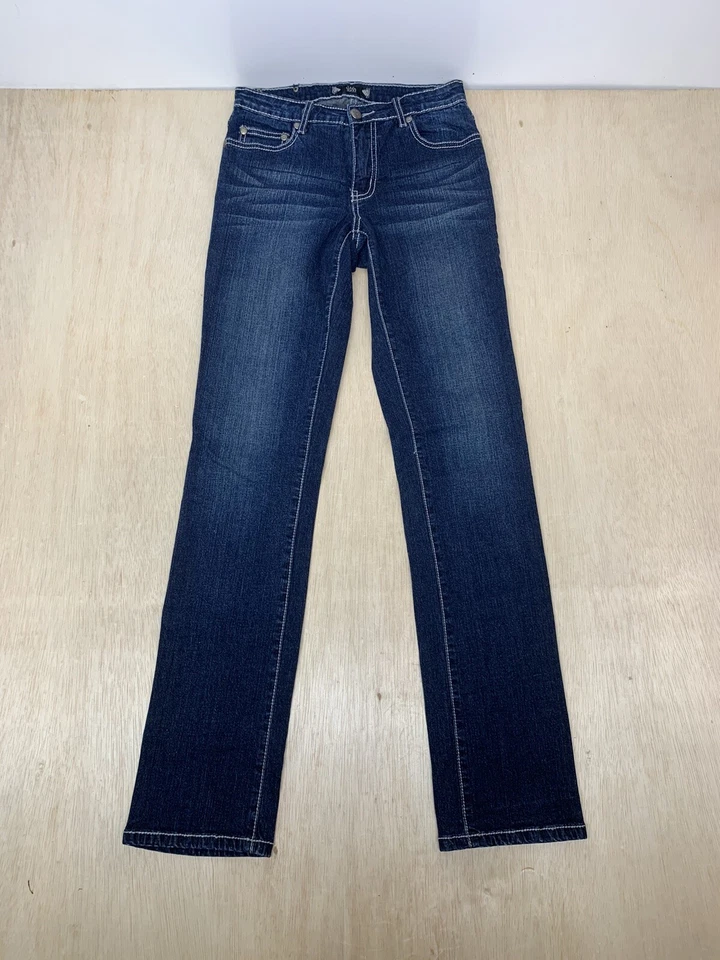 Pantalones de mezclilla para mujer TRU LUX azul pierna recta tiro medio talla 26/2 aprox 26x33 Foto 2 de 4