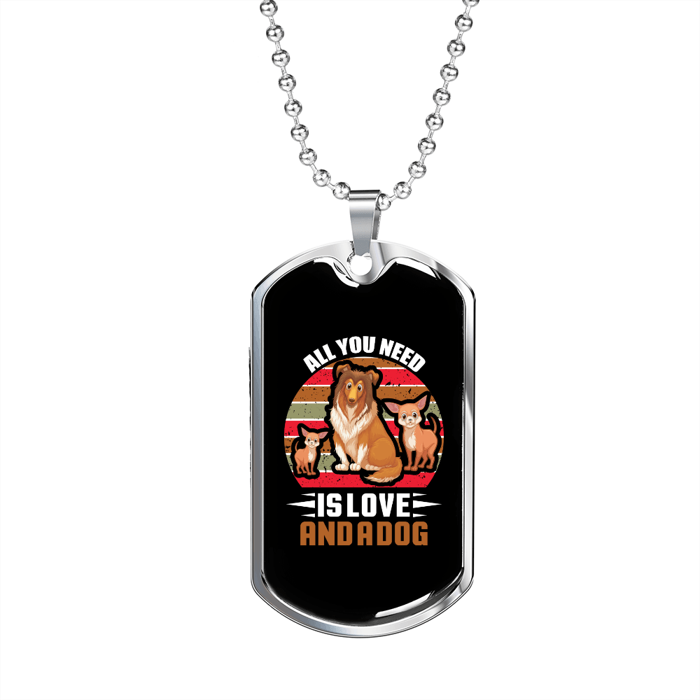 Collar All You Need Is Love 3 perros acero inoxidable u oro 18k etiqueta de perro 24