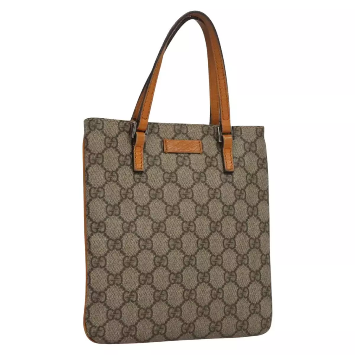 Sac à main GUCCI GG Supreme PVC cuir beige argent 114600 authentique ep7666