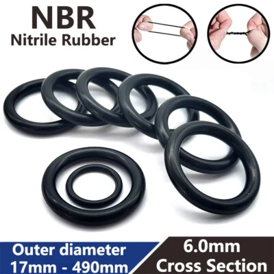 6.0mm Cross Section Nitrile Rubber O-Rings Seals 17mm - 490mm OD O Ring Sealing