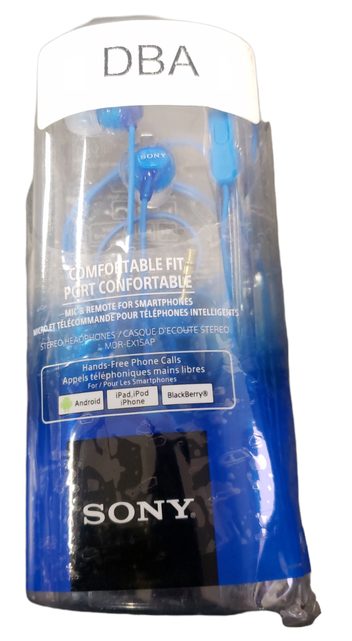 Sony MDREX15AP Earbuds with Mic & Remote for Smartphones- Blue