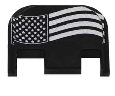 American Flag Wavy Engraved Slide Back Plate Aluminum Made USA for Glock Gen 1-4
