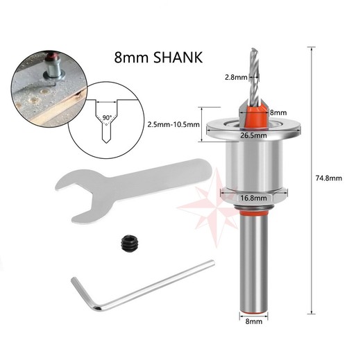 5 PIECE 8mm Adjustable Counterbore Countersink Drills Bits- DEPTH STOP Drill Bit - Picture 2 of 13