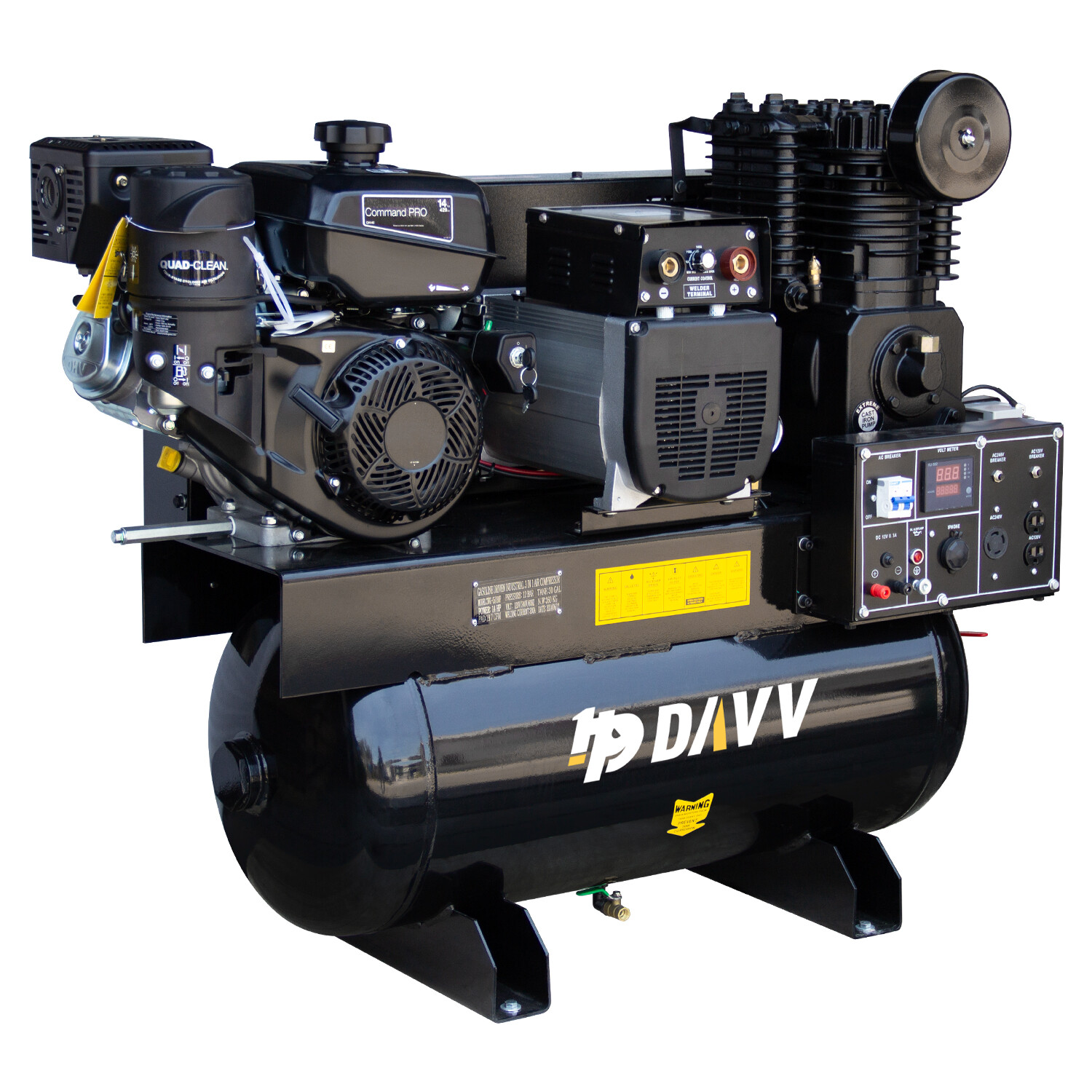 15HP 19Cfm Two Stage Air Compressor /Generator Welder W/ 30Gal Tank 180PSI