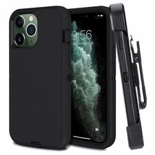 For iPhone 12 Pro Max 12 Mini Defender Heavy Duty Black Case With Clip Screen
