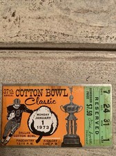 1973 Cotton Bowl Alabama vs Texas Vintage College Football Ticket Stub Jan 1 WOW